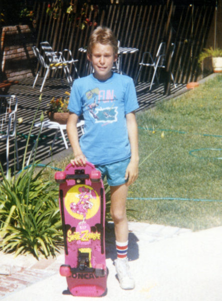 Alex with his Valterra Zombie board before going pro.