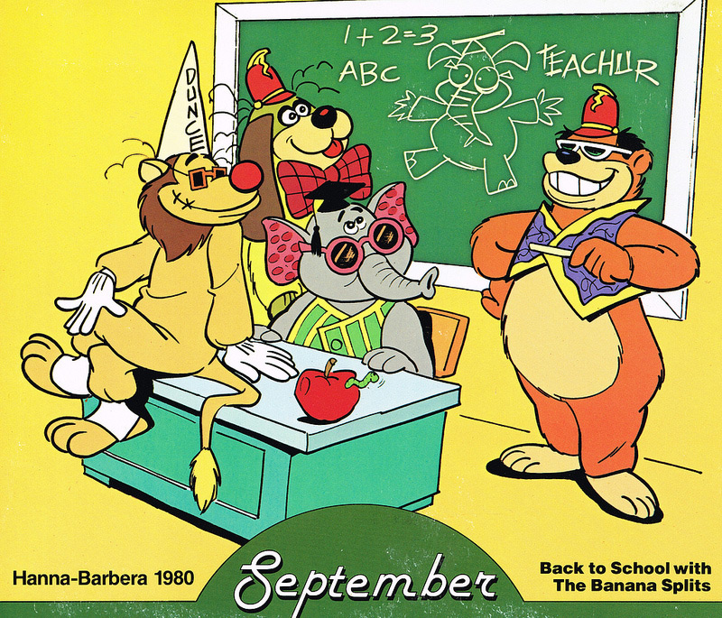 Back to School with The Banana Splits. Calendar page courtesy of Kerrytoons