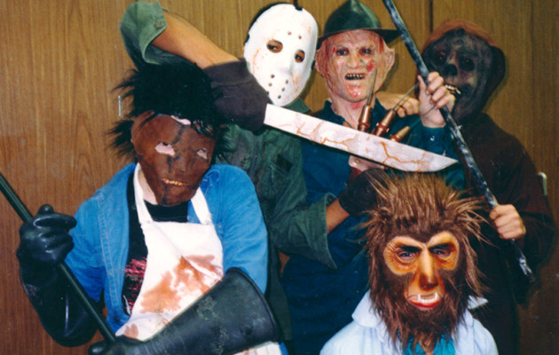 Posing in our haunted house costumes, 1988