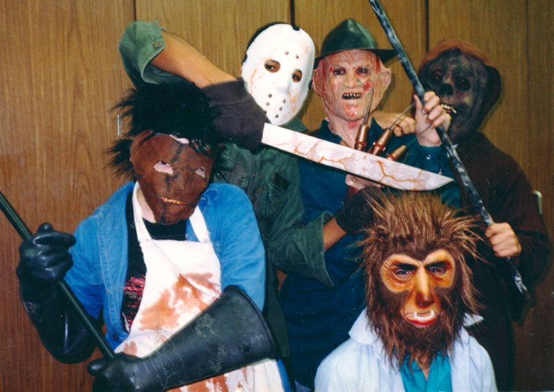 Posing in our haunted house costumes, 1988