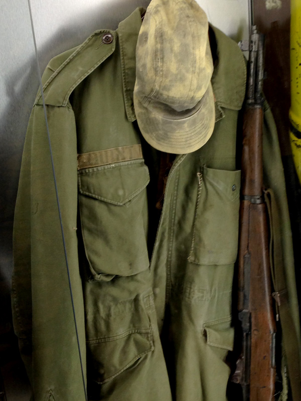 Captain Quint's hat, jacket, and rifle