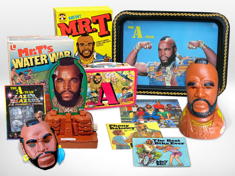 A small sampling of vintage Mr. T merchandise