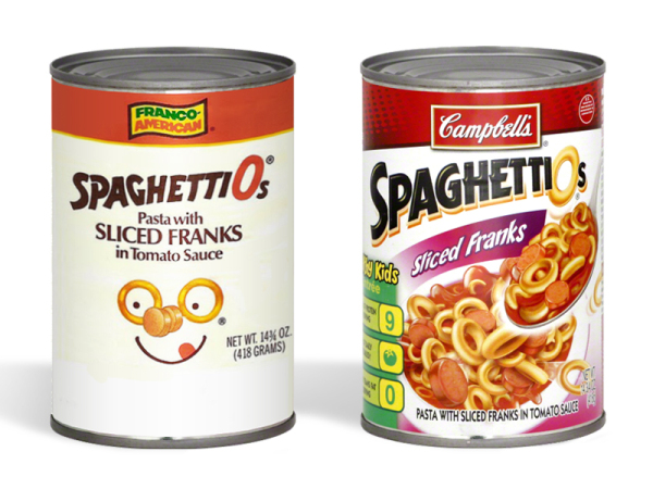 SpaghettiOs wth Sliced Franks, then and now